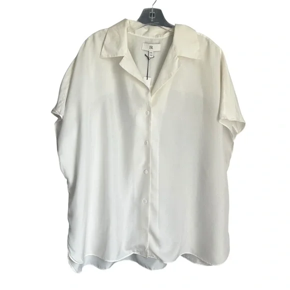 Banana Republic Silk Resort Shirt Cream XXL Women's Button-Up Top - Picture 4 of 7